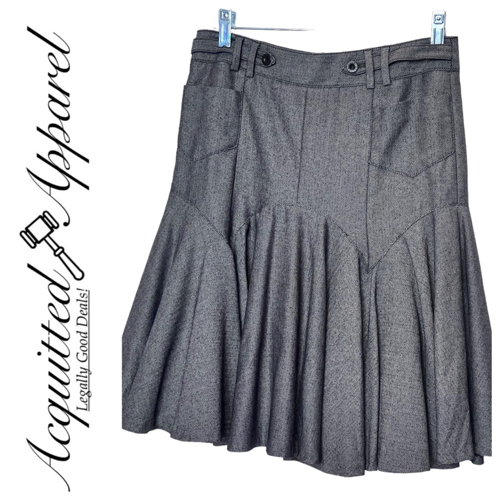 Ted Baker London Gray Herringbone Hip Pleat Skirt